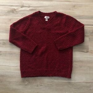 Elegant Red Metallic V-Neck Sweater for Women